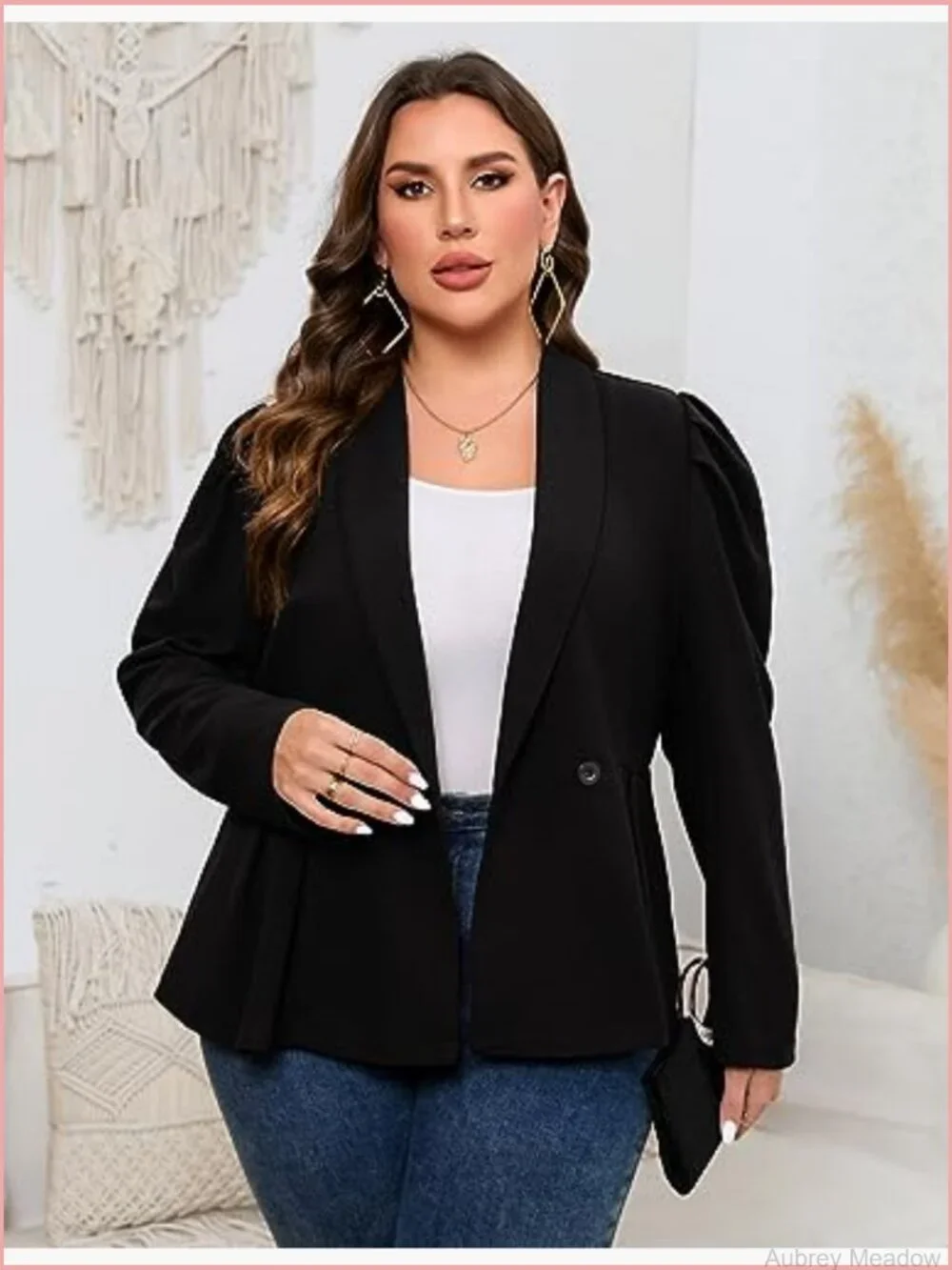 Plus Size Peplum Blazers & Suit Jackets Work Casual Long Sleeve Shawl Lapel